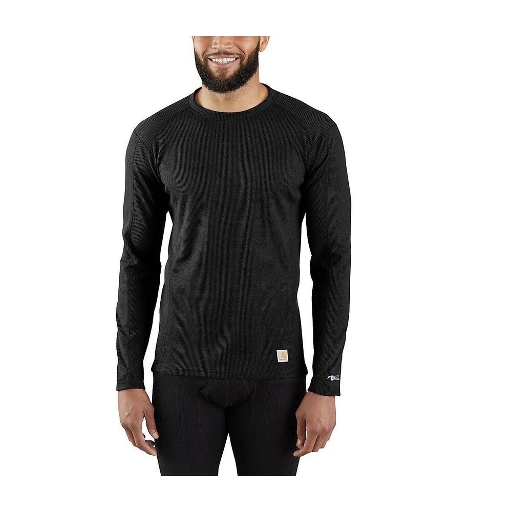 Carhartt Force Mens Midweight Thermal Base Layer Shirt Waffle Knit Black 2XL